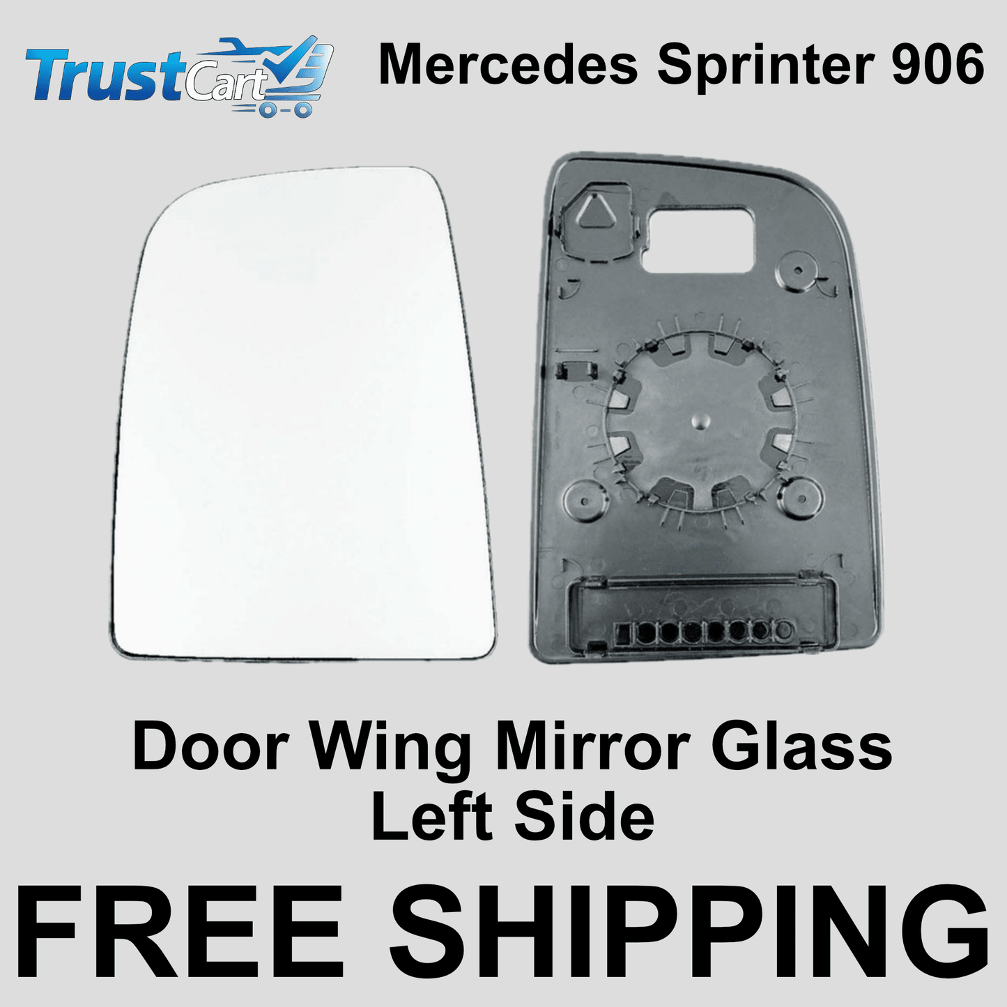 Mercedes Sprinter 2006 - 2019 Upper Door Wing Mirror Glass Left Push On Round - TrustCart
