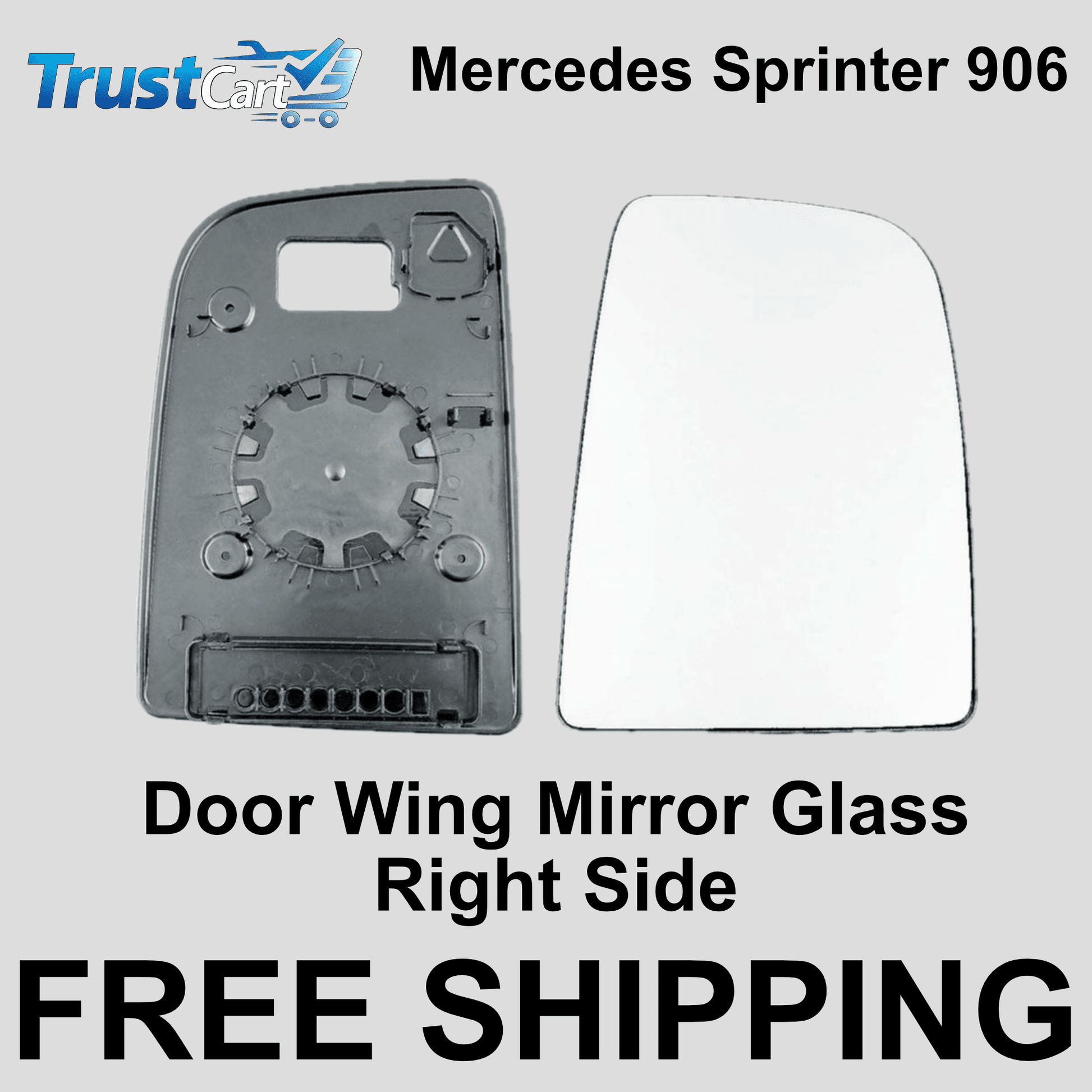Mercedes Sprinter 2006 - 2019 Upper Door Wing Mirror Glass Right Push On Round - TrustCart